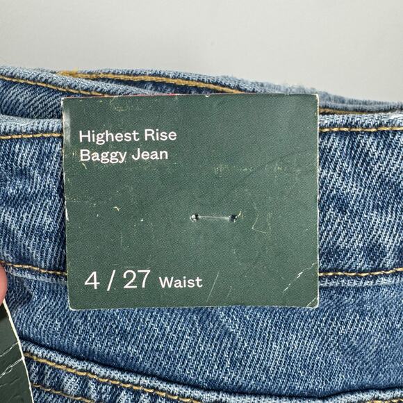 Wild Fable Jeans Women Size 4 NWT Blue Wide Leg Medium Baggy Wide Distressed - Picture 2 of 8